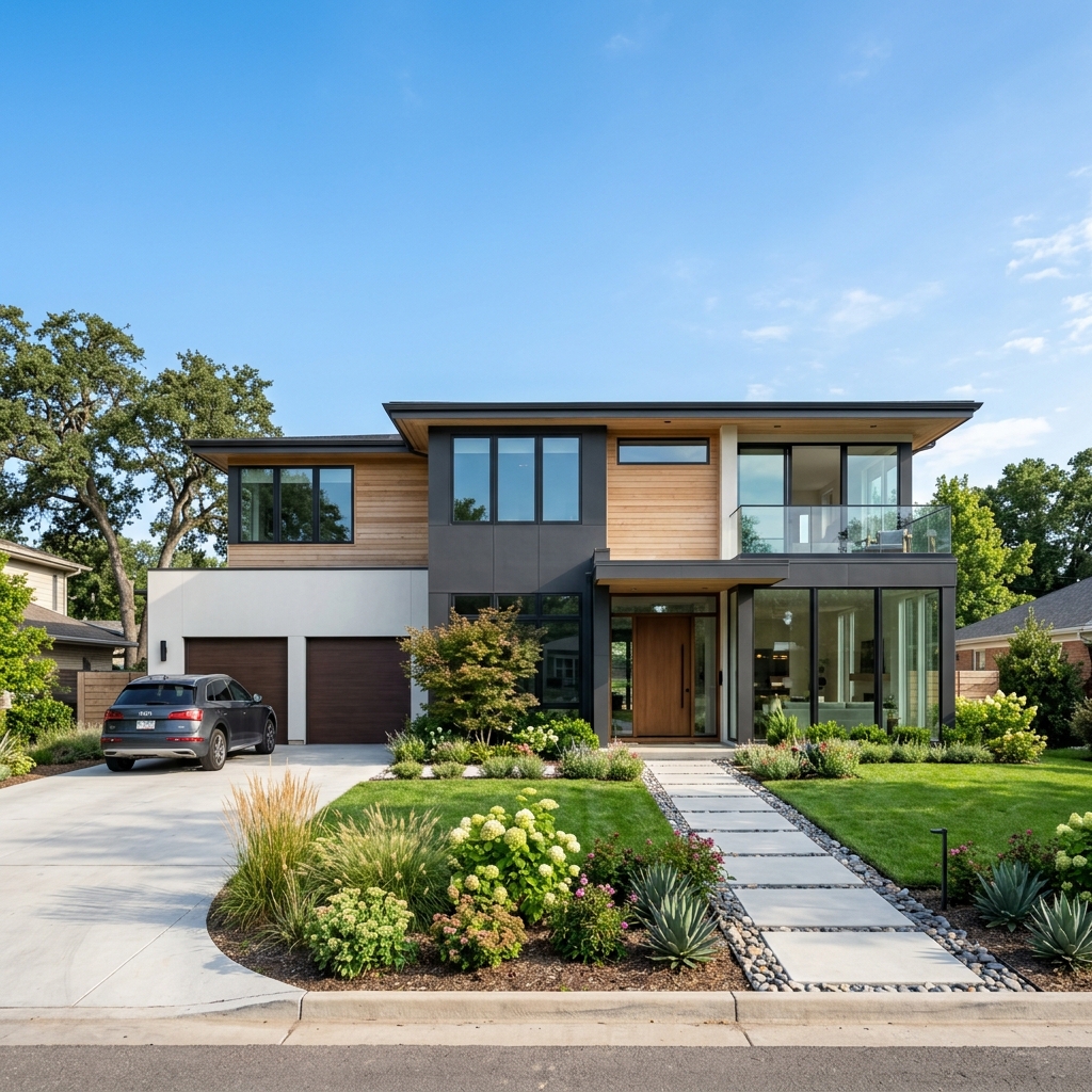 Modern luxury home exterior showcasing SVI Infra architectural design quality